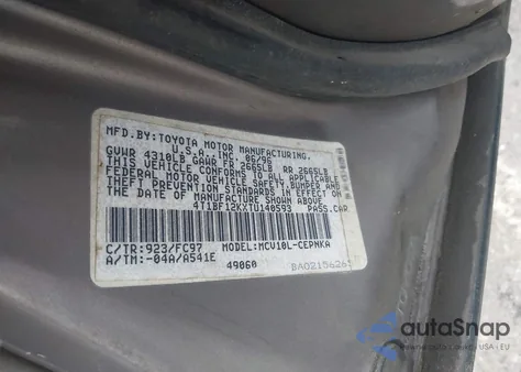 1996 Toyota Camry Le/Xle/Se from USA, damaged, VIN 4T1BF12KXTU140593
